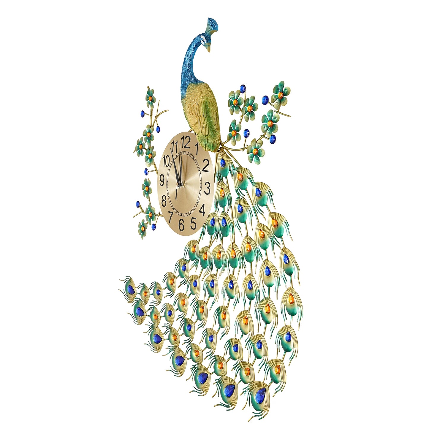 3D European Style Peacock Hanging Clock Wall-mounted Wall Clock Modern Decorative Wall Clock for Office Home Indoor 70 * 65cm