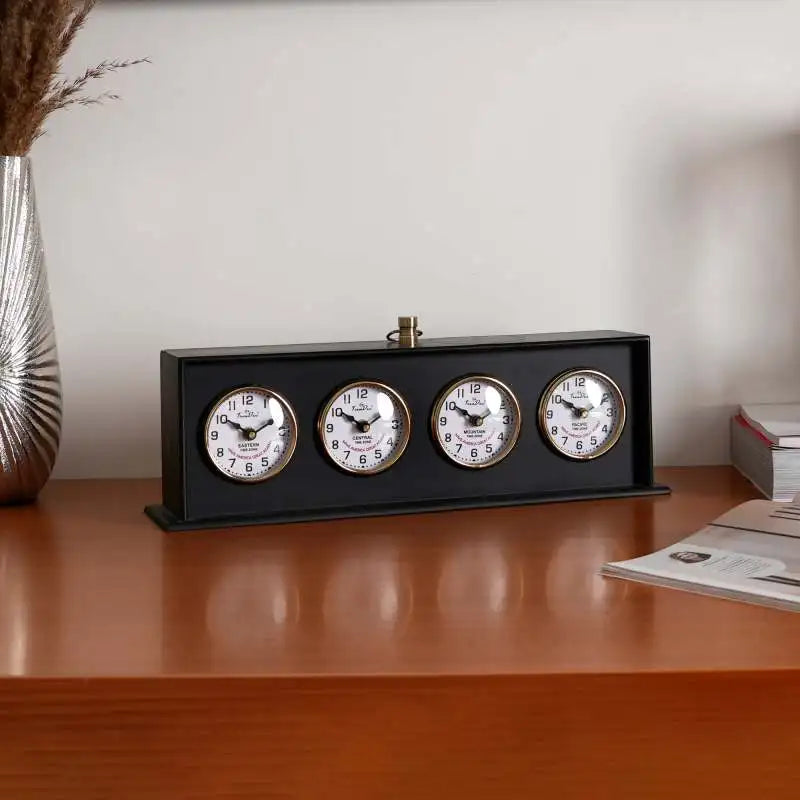 Modern & Decorative Time Zone Table Clock-Desk Clock For Home & Office Decor-Tabletop Object