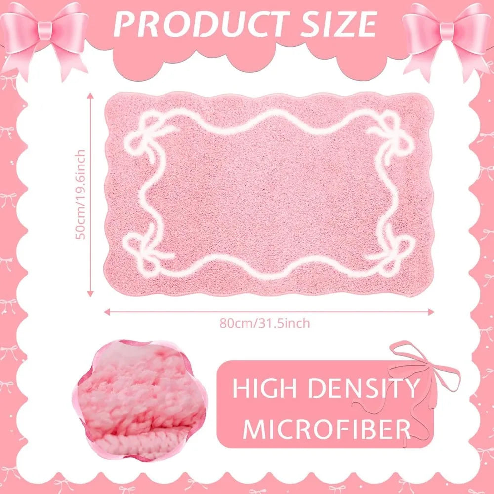 pink bow bath mat cute bow bathroom rug super soft absorbent bathroom rugs non slip bath mat machine washable rug for bathrooms
