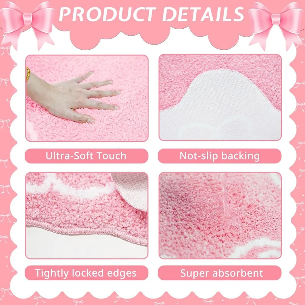pink bow bath mat cute bow bathroom rug super soft absorbent bathroom rugs non slip bath mat machine washable rug for bathrooms